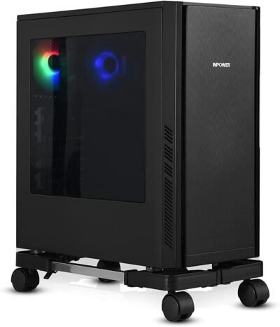 Raylove CPUスタンド、調整可能な取り外し可能なコンピューターメインフレームストレージラックPCデスクトップコンピューターに適した4つのキャスターホイール、ケーブルの交換、きれいなダスト