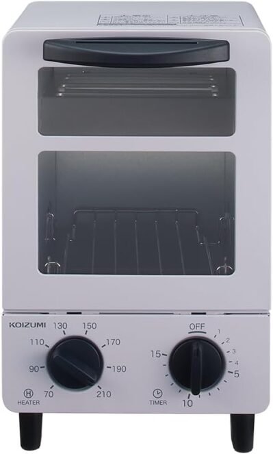 Koizumi kos-0601/h目の目のない温度調整、15分のタイマー、シングルグリル、コンパクト、グレー付きのトースターオーブン