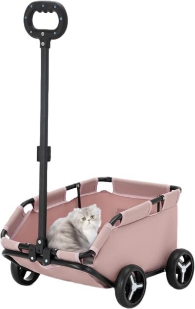 小型犬ベビーカー、猫ベビーカー – ペットキャリア、ローリングドッグキャリア、4輪、トロリー、子犬のための軽量犬ベビーカー、小さな犬、猫、犬のベビーカー|ペットキャリア、ローリングドッグキャリア-4
