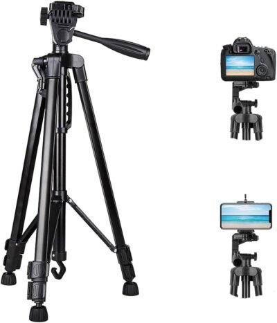 カメラ三脚、Heorryn 55 “slr dslr三脚ビデオトリポードforキヤノンニコンソニーオリンパスDV 360パノラマ1.65 lb軽量アルミニウム合金付きキャリーバッグ