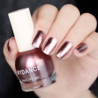 10mlローズゴールドメタリックマニキュアネイルカラーピンクゴールドミラーネイルメタルポリッシュメタリックネイルアートネイルデザイン