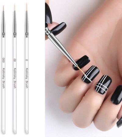 ネイルブラシエクストラファイン3PCSクリアラインライナースリムブラシラインネイルブラシネイルアートブラシネイルアートペンセットUVジェルネイル（A）