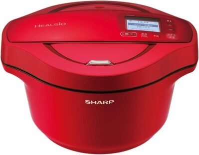 Sharp KN-HW24E-R Helsio Hot Cook電気調理鍋、ウォーターレスポット、0.7 gal（2.4 L）、2〜6人、スマートフォンリンケージ、赤