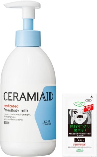 コースセラミド薬用皮膚ミルク、敏感肌の保湿全身牛乳、8.5 fl oz(250 ml)、ボーナスが含まれています