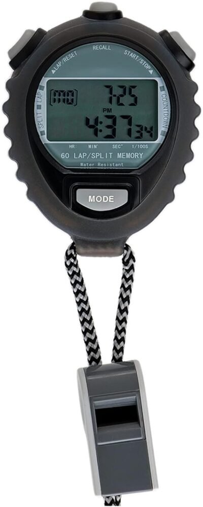 CREPHATEV-4026-BKストップウォッチデジタルスポーツアラームラップカウントダウンタイマーブラック、ブラック