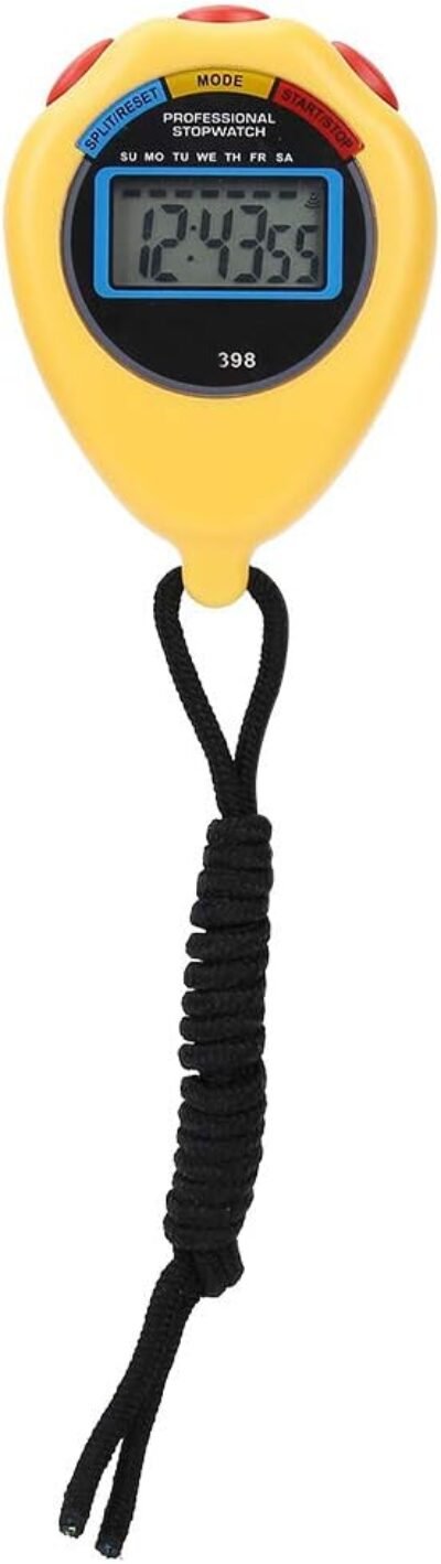 バイジングストップウォッチタイマー、スポーツタイマー、スイミングランニング用のプラスチック多機能マッチ（黄色）