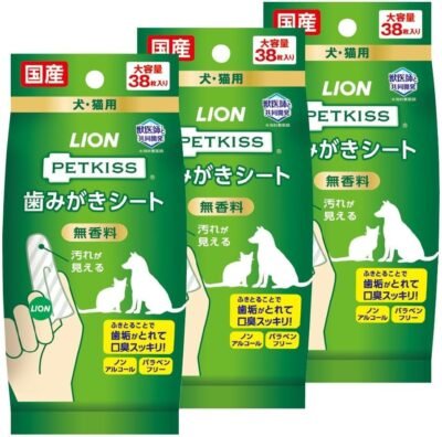 Lion Petkiss歯磨き粉シート、38枚x 3p、lionpet(amazon.co.jp限定)