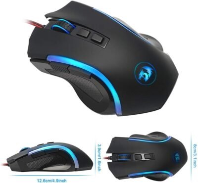 Redragon Griffin M607ゲーミングマウス7200 DPI 168,000 RGBバックライト、7つのプログラム可能なボタン、3つのメモリモード