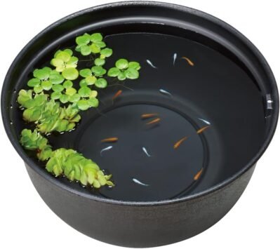 メダカ用のGEX GEX繁殖ポット、黒い16.5インチ(420 cm)、外径16.5インチ(42 cm)x高さ7.9インチ(20 cm)、屋外飼育、樹脂、軽量、2水ループ、水面鍋、黒、黒、ブラック、