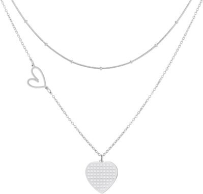 Linawe Women’s Heartペンダントネックレス、ステンレス鋼のアクセサリー、ネックレス、チェーン、ゴールド、ピンクゴールド、シルバー、かわいい、金属アレルギー、長いネックレス、プレゼント