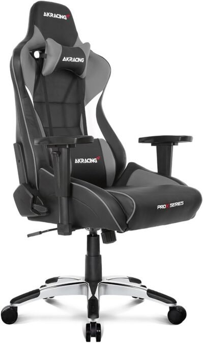 Akracing Pro-X V2ゲームチェアデスクチェアグレーグレーヘビーデューティーPUレザー180度リクライニングホームリモコン
