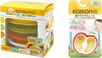 Edison KJ4301ベビーフードクッキングセット、ママゴハンツクッテ&KJCエジソンママ6ヶ月以上の最初の歯ブラシ(セット購入)