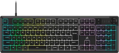Corsair CH-9226C65-JP K55コアRGBゲームキーボード、ICUE、10ゾーン、RGB、4つの専用メディアキー、静かでレスポンシブスイッチ、10.1 FL OZ（300 mL）、SplashProof