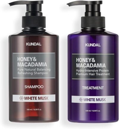 [KUNDAL Official] クンダルプレミアムヘアケアスペシャルセット、シャンプー16.9 fl oz（500 ml）＆トリートメント16.9 fl oz（500 ml）、アミノ酸、非シリコン、ノンパラベンリッチタイプ、損傷した髪、ヘアケア、頭皮ケア、香料、陽性誘発性誘発性、2ピースセット、乾燥した頭皮、添加物のない、縮れた髪、人気、湿気、水分、栄養、保湿、蜂蜜、マカダミア（白いムスク）