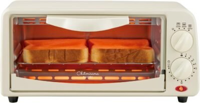 （プラス30日間延長保証カード）トースターオーブン2ベーキングアイボリーコンパクトアローンソーサートップとボトムヒーター付きの15分間のタイマー