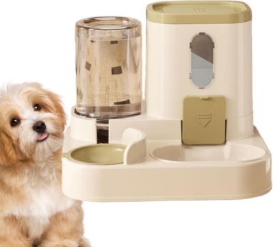 オートフィーダー食品および水ディスペンサー – 自動水ディスペンサーフィーダーセット|自動猫フィーダー、ペット用の自動犬猫水ディスペンサーフードフィーダーセット、小型犬