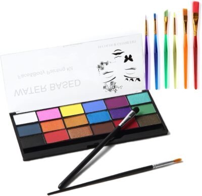 WorldCosmetics365フェイスペイント、18色、安全なボディペイント、永久メイク、アイシャドウ、アイライン、頬、メイクアップ、メイクアップ、コスプレ、小道具、メイク、化粧品、ファンシードレス、安全、ペイント、ハロウィーン、クリスマス