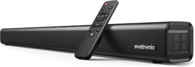 Evatronic ET-SK011サウンドバー、テレビスピーカー、50 W、高出力、Bluetooth 5.3、ホームシアター、サブウーファー、没入型、3つのEQモード、映画、音楽、ゲーム、リモートコントロール、ウォールマウント /アーク /オプティカル