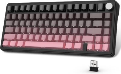 攻撃サメx ajazz x85メカニカルゲーミングキーボードホワイトジェイドスイッチガスケットマウントリニアサイド刻まれたPBTチェリーキーキャップRGB 3接続モード2.4g / bluetooth / usb-c認定ワイヤレス /有線、