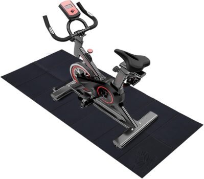 ライウェルトレーニングマット、厚さ0.2インチ(5 mm)、エクササイズフロアマット、折りたたみ、防音、振動プルーフ、エクササイズバイクマット、ランニングマシン、高密度PVC、ストレッチマット、筋肉トレーニング用、ヨガ、