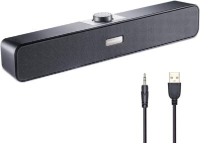 SCOMOON 10WミニラウドステレオサウンドバーUSBスピーカーブラック用コンピューター| PC |ラップトップ|ゲームコンソール|音楽再生3Dサウンド品質