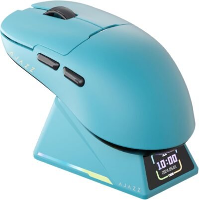 Ajazz AJ159 Apexワイヤレスゲーミングマウス、4K 8kHz、OLEDディスプレイ、充電スタンド、PAW3950、最大：30,000 DPI、RGB、2.0オンス（56 g）、軽量、2.4 g、ワイヤレス、3モード