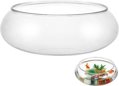 LURROSE CLEAR FISC TANG GLASS GLASS VASE BOWL広く口の花の花瓶の丸いテラリウムガラスハイドロポニクスプランター花柄のコンテナクリアフィッシュボウルテーブルテーブルセンターピースホームデコレーション2800ml