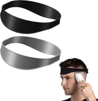 ドイメイヘアカットベルト（2個）ブラック +グレーシリコンヘアカットベルトカーブドシリコンバンドヘアカットシェービングテンプレートヘアカットサプライホームヘアカットヘアトリミングイージーと高速トリミングツール