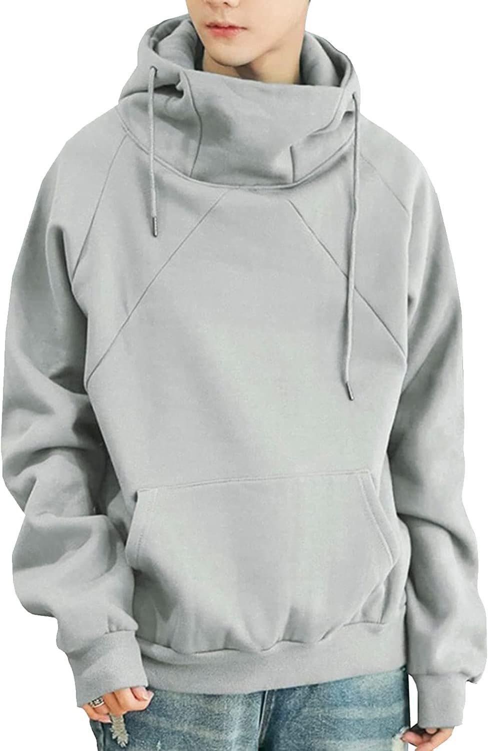 FOVEITAA MEN'S LEGHEVE PHOUDIE、大サイズ、ソリッドカラー、ゆるい色、人気、春と秋の服、スウェットシャツ、プルオーバー、ジャージー、スタイリッシュ、カジュアル、ファッショナブル、クール、クール、ユニセックス