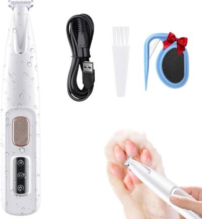 Growalleter Saffory Dog Trimmer、Pet Trimmer、Dog&Cat Sole Trimmer、Paw Care、Silent Design、LEDが含まれ、USB充電式、低振動、プロのトリミンググルーミングキット、ペットグルーミング、