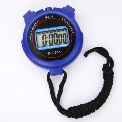 STOPWATCHタイマーストップウォッチ防水カウントダウンタイマーマラソンアスレチックスレフリーフィットネス体育教師大規模スプリットスクリーンタイマー付きストラップ(青)