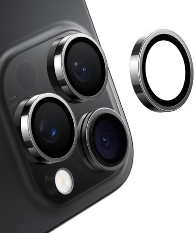Torras iPhone 15 Pro Camera For for iPhone 15 Pro Camera Film、Tempered Glass、Black Edging、1セット、iPhone 15 Proのカメラカバー、15 Promax、Black Lensguard