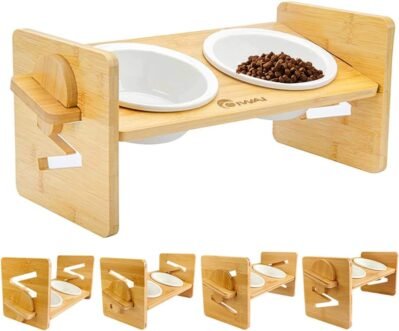 高さ調整可能、小型犬の食器、餌板、給餌板、猫または犬の餌、ペットの食器、フードボウル、セラミックボウル、食べやすい、斜めの餌テーブル（15.7 x 6.3インチ（40 x 16 cm）、対角線