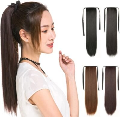 かつら、長く、まっすぐ、自然な髪に適しています。拡張機能;ポイントウィッグ;長さ;ストレートヘア（ナチュラルブラック、19.7インチ（50 cm）