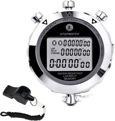 Rolilink Stopwatch Metal Stopwatchスポーツスポーツと競争のための防水ストップウォッチタイマー(10ラップ)