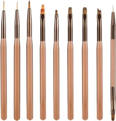 ヤンドンネイルブラシ、ジェルネイルブラシ、ネイルアートブラシ、ジェルネイルブラシ、9のセット、ジェルネイルペインティングブラシ、ネイルブラシセット、エクストラファインライナー、フレンチフラットブラシ、ネイルアートブラシ