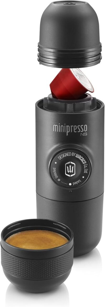 【正規品】wacacominipresso ns 、ポータブルエスプレッソマシン、ネスプレッソオリジナルカプセルと互換性のあるカプセルに対応、旅行用コーヒーメーカー、手動ピストンアクション操作
