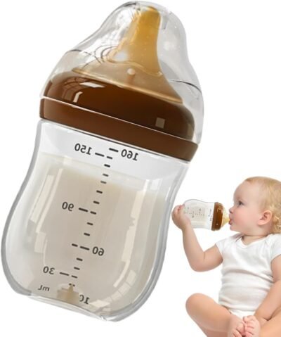 新生児の哺乳瓶、ガラス摂食ボトル、160mlの反カリキュル新生児ボトル、ゆっくりフローフローの乳房のような乳首を備えた自然なスタートアンチコリック摂食ボトル、0〜6か月の赤ちゃん牛乳摂食必需品