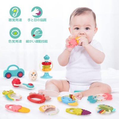 QizeBaby Baby Toys Rattle Toys12PCSTOID TOY TOY TOY TOY BORNE PLAYSET EDUCATIONAL Pacifier&Rattle Baby 6ヶ月0年