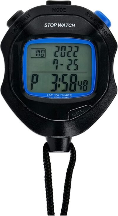 CREPHA TS-S114-BK STOPWATCHデジタルスポーツアラームラップカウントダウンタイマーブラック、ブラック