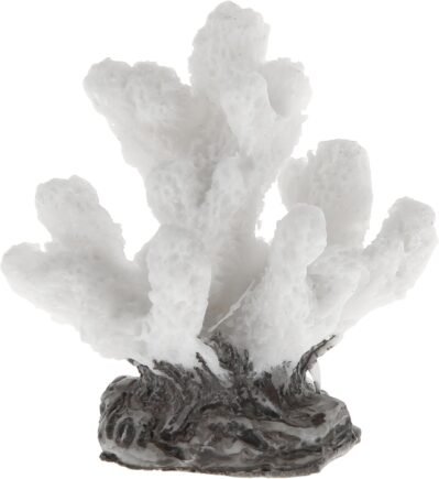 capastec カラフルなサンゴ礁のデコレーション、水槽装飾用のミニ人工サンゴデコレーション、1.77×1.85 インチ（ホワイト）