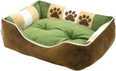 スティリア3ポーペットベッド、犬、猫、ペットベッド、すべての季節、洗える、かわいい、スタイリッシュ、小さな、ミディアム、大きな犬、クッション、リバーシブル(緑、m)