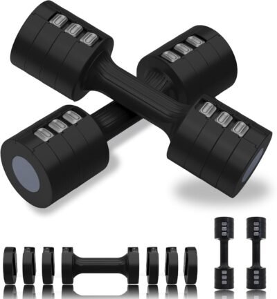 アドバンテージ可変ダンベル、11.0ポンド(5 kg)、5.5 lbs(2.5 kg)、2のセット、クイックダンベル、3秒での重量変化、コンパクト