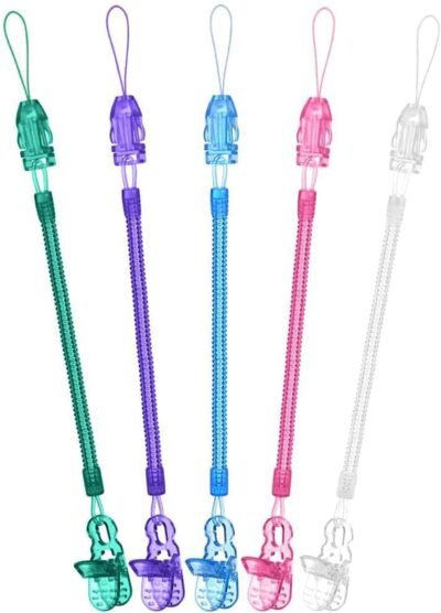 おしゃぶりホルダー、おしゃぶりクリップ、おしゃぶりストラップ、クリップ、ウルトラ軽量、5のセット、転倒予防、失われた予防、ベビーファシフィアチェーン、拡張可能、ワンタッチオープン、ハンドウォッシャブル、男の子、女の子、