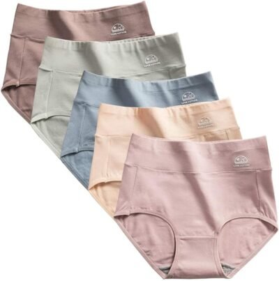 Tdiosn女性パンティー、ハイウエスト&ローカット、綿、柔らかく、収縮性、吸収性、通気性、おなかの暖かさ、尻の形状、下着、下着