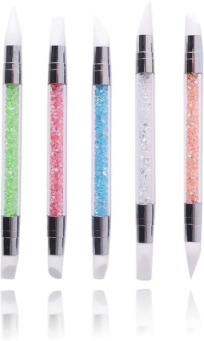 Doyime Nail Art Brushes(5のセット)ネイルブラシ、シリコーンブラシ、新しいタイプ、塗装ブラシ、両側ヘッド、樹脂ツール、ペイントブラシ、ツール、ジェルネイルブラシ、透明 +カラー