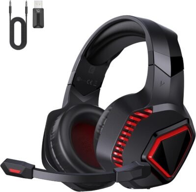 GMRPWNAGEゲーミングヘッドセット、ワイヤレスヘッドセット、ワイヤレスヘッドフォン、ゲームヘッドセット、Bluetooth 5.2、2.4GHz USB、ワイヤレス、有線3ウェイ接続、ノイズキャンセル、可変マイク、50mmドライバー、低いドライバー、低いドライバー