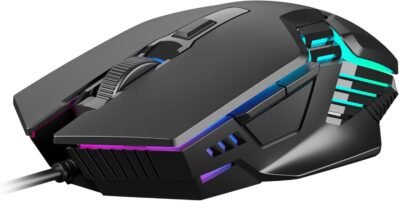 GAMDIAS AURA GS4マルチカラーゲームマウス、6つのマルチファンクションキー、3600 DPI光学センサー、高度な人間工学に基づいたデザイン