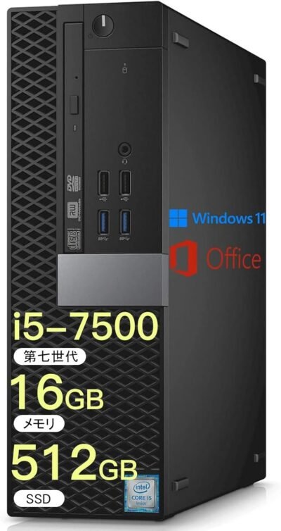 Dell Optiplex 3050SFF、第7世代Core I5デスクトップPC 16GB SSD512GBメモリ、Win11 Pro Office（Renoved）を使用したコンピューターデスクトップ