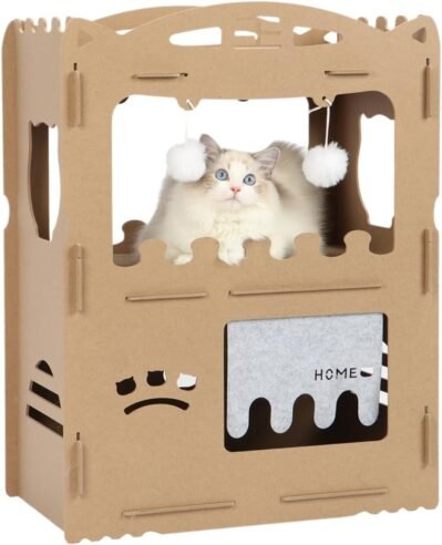 Aisisiora Cat Claw Sharpener、段ボール、2層、猫シャープナー、段ボールハウス、猫ベッド、通気性、耐久性、強化段ボール、爪の研磨、家具の破壊を防ぎ、不足の欠如を改善する
